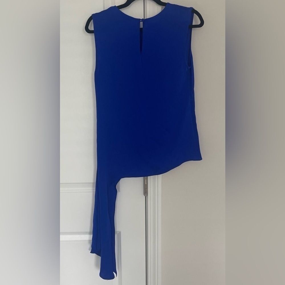 Milly Women’s Size 4 / 6 Royal Blue Silk Blend Sleeveless Top Side Tie Keyback - Picture 9 of 10